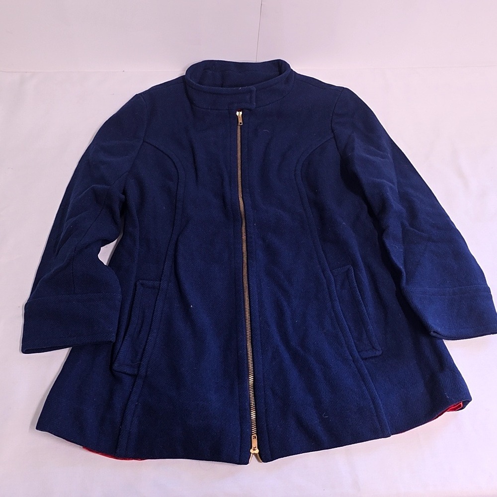 Pendleton Wool Jacket Women M Blue Zip Front Mock Neck A-Line Vintage